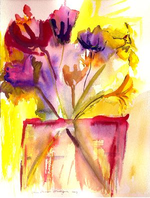 Pink Vase Of Flowers